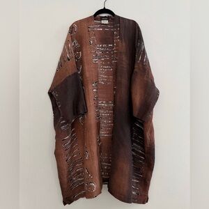 Eskandar Nieman Marcus Tribal Linen Open Front Cardigan Kimono Jacket